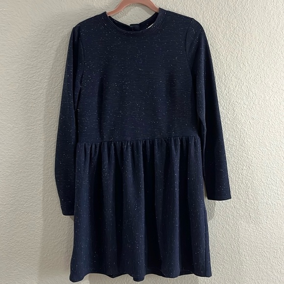 Loft Flecked Button Back Swing Dress Color Navy Blue Size Medium